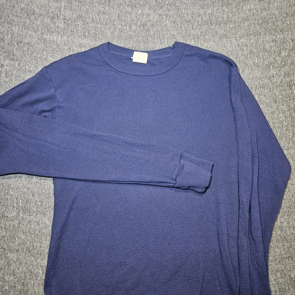 Vintage Thermal Men's Medium Blue Long Sleeve 100% Poly Undershirt USA